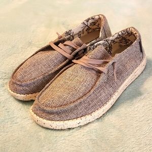 Hey dude Wendy, gray and white, womens size 10, worn 1 time.